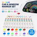 12er Set abwischbare Flüssigkreide-Marker für Fahrzeugoberflächen und Glas