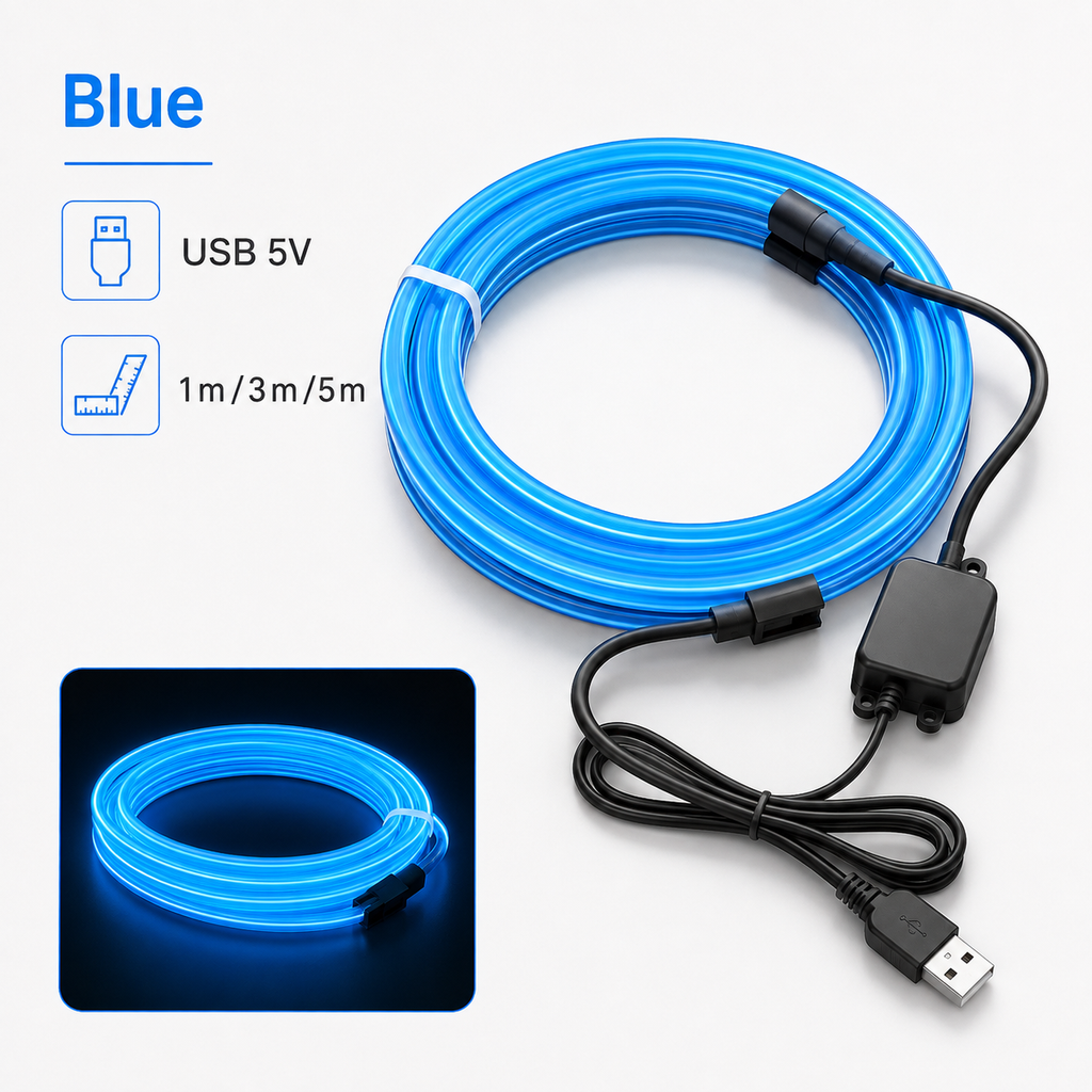 FlexGlow Auto Ambientebeleuchtung – Flexible Neon-Lichtleiste 1–5 m
