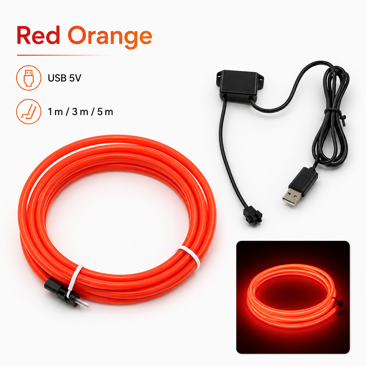 FlexGlow Auto Ambientebeleuchtung – Flexible Neon-Lichtleiste 1–5 m
