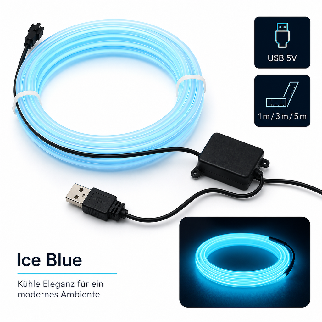 FlexGlow Auto Ambientebeleuchtung – Flexible Neon-Lichtleiste 1–5 m