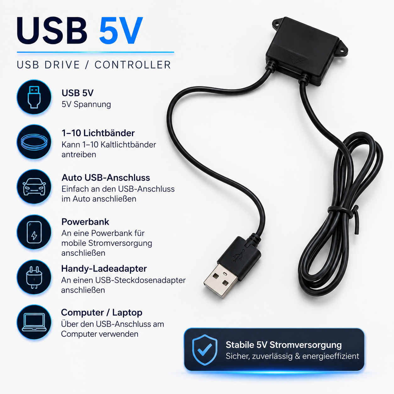 FlexGlow Auto Ambientebeleuchtung – Flexible Neon-Lichtleiste 1–5 m