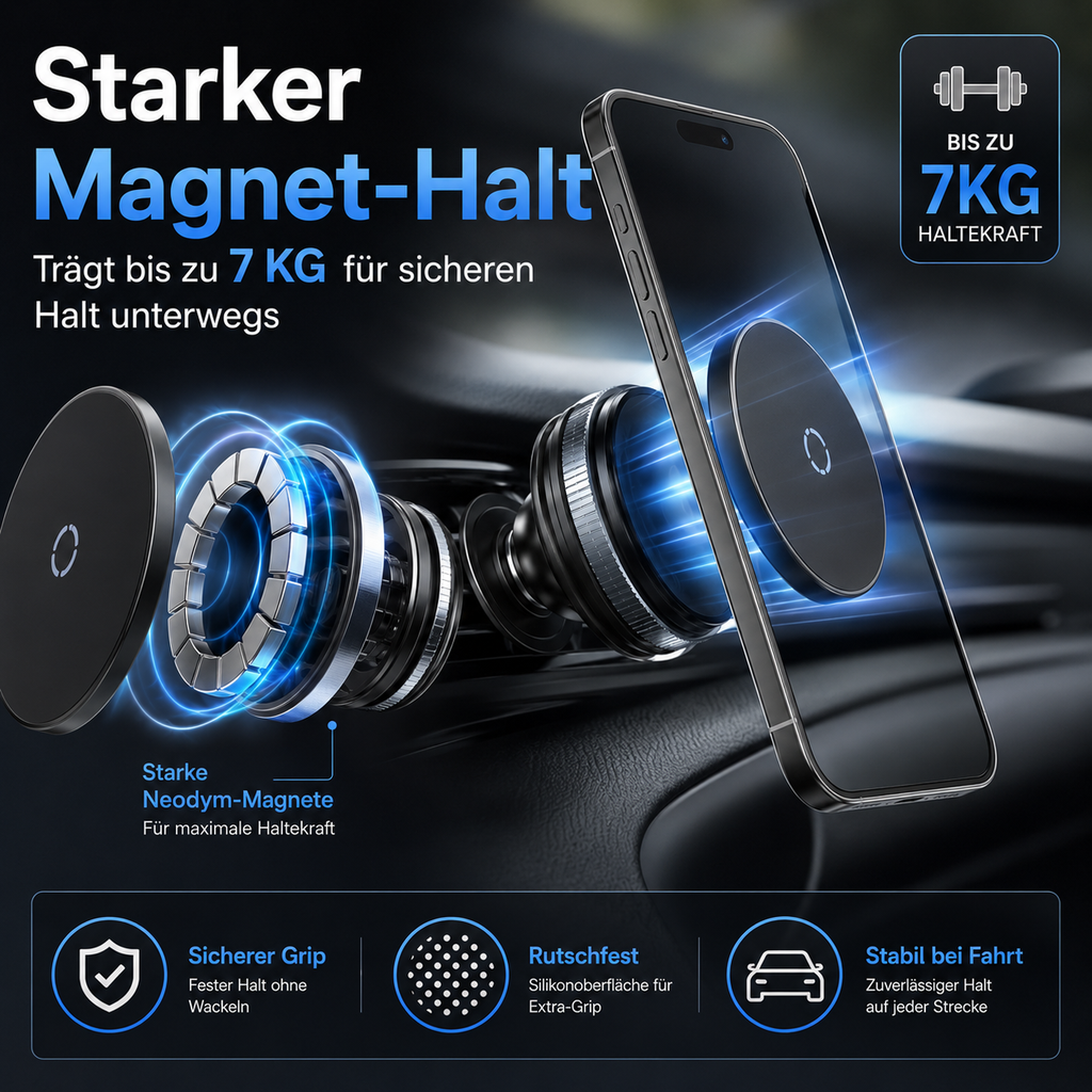 Magnetische Vakuum-Handyhalterung fürs Auto – 360° drehbar