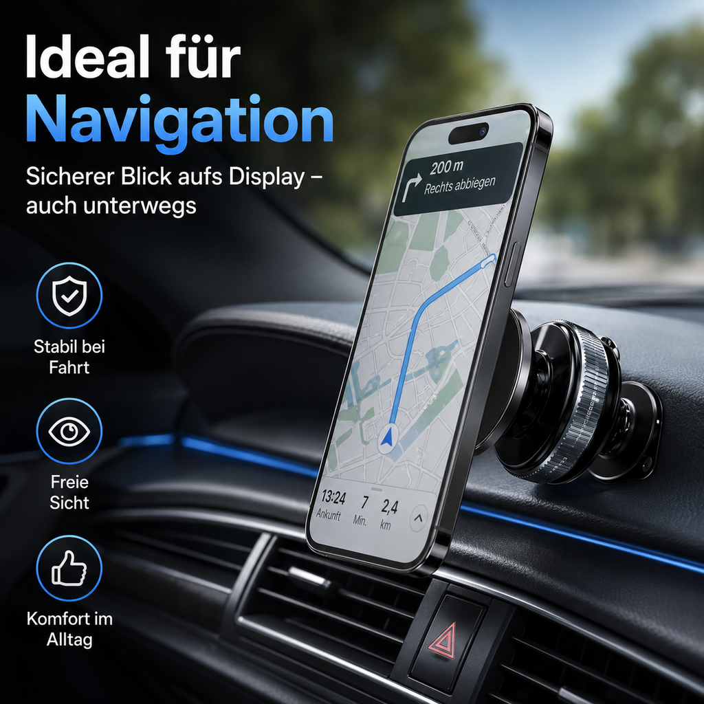 Magnetische Vakuum-Handyhalterung fürs Auto – 360° drehbar