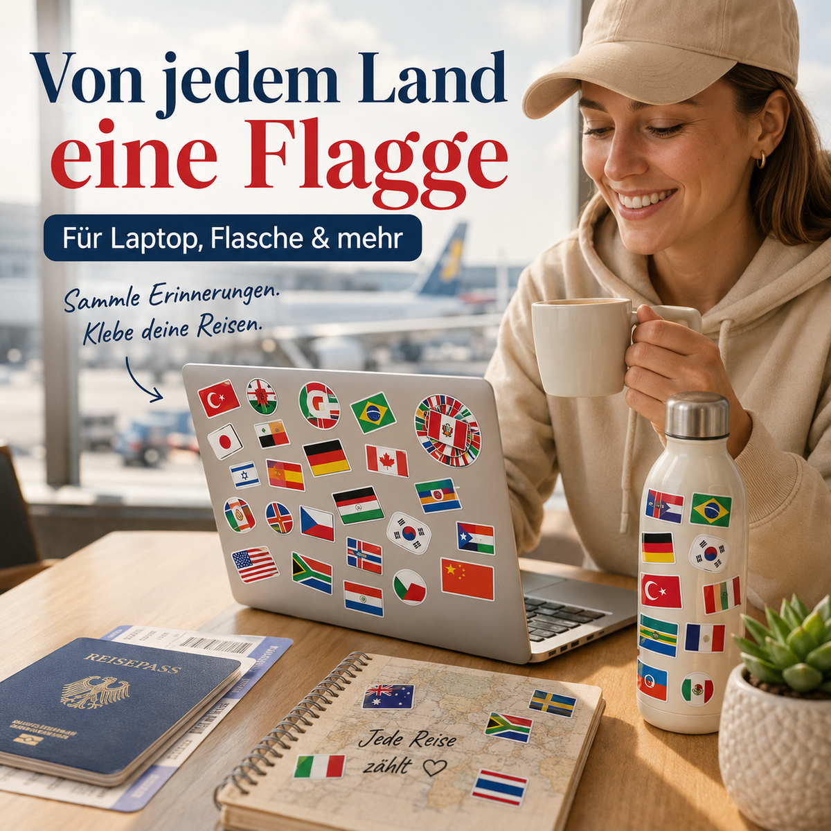 105 Flaggen Sticker Set – wasserfeste Länder-Aufkleber