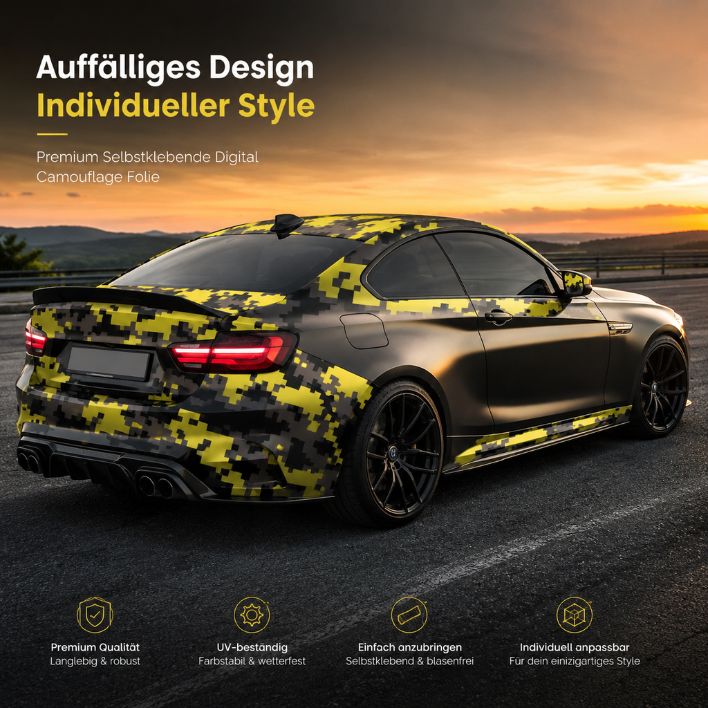 Camouflage Auto-Folie – Selbstklebende Dekorfolie im Pixel-Design