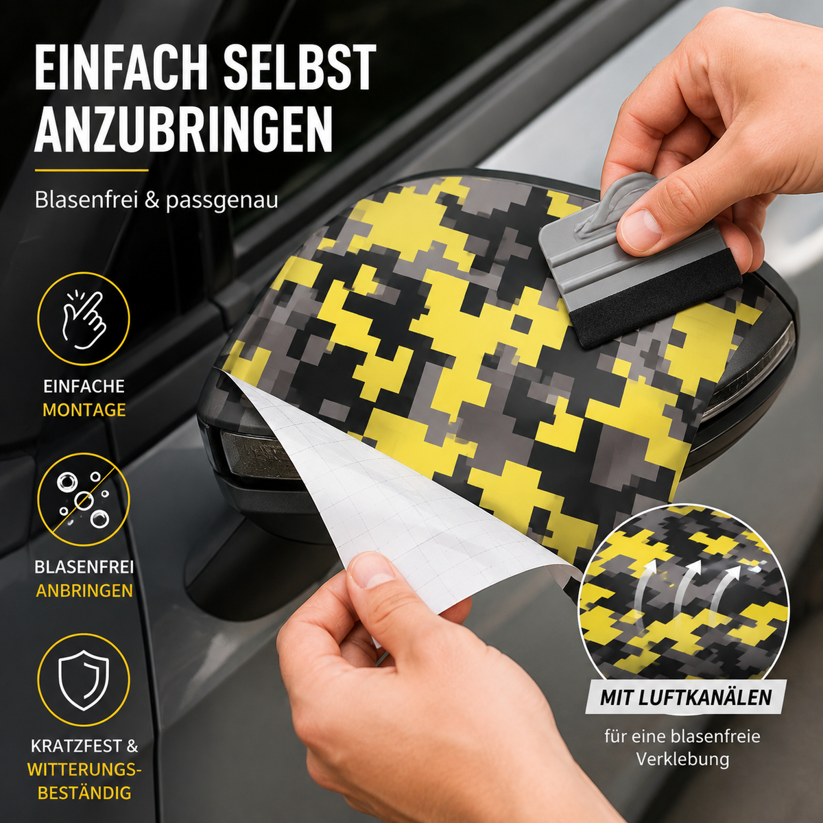 Camouflage Auto-Folie – Selbstklebende Dekorfolie im Pixel-Design
