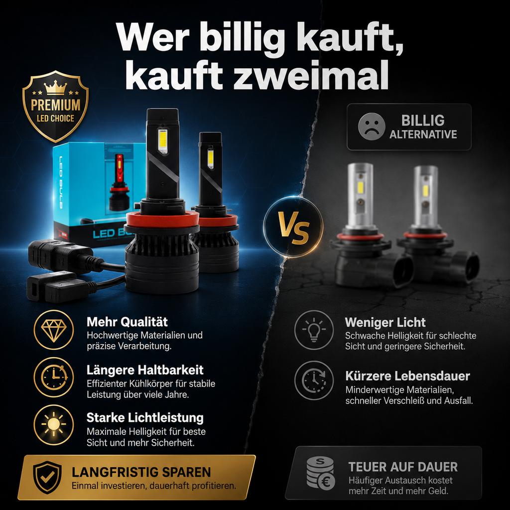 LED Scheinwerferlampen 10000LM – 45W, 6500K, IP67