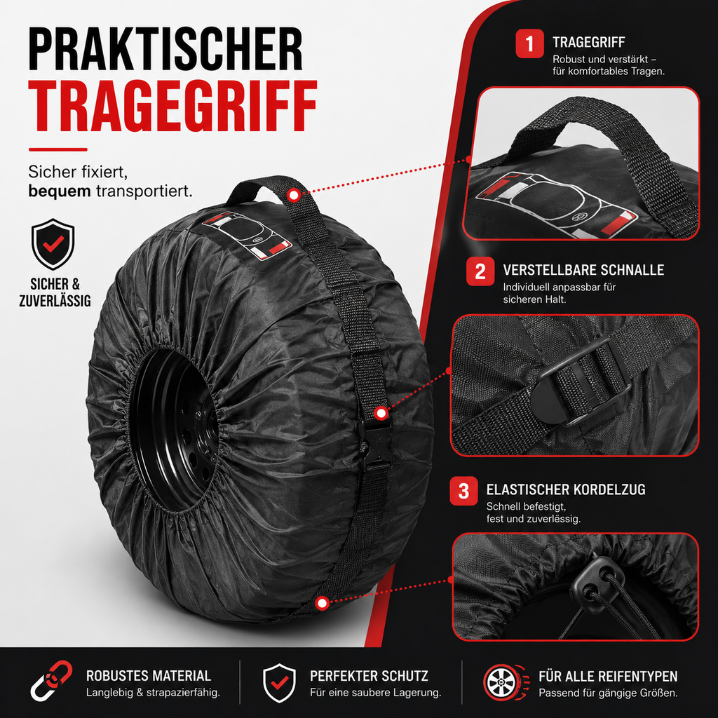 Reifenschutzhüllen 4er-Set – Staubdicht & Wasserabweisend