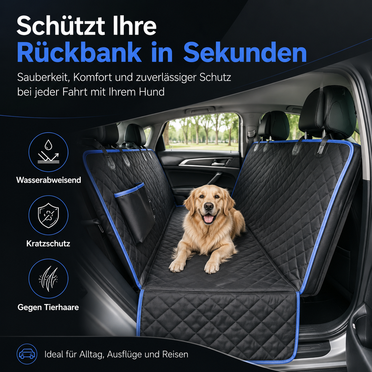 Premium Autoschondecke für Hunde – Rücksitzschutz gegen Schmutz & Tierhaare