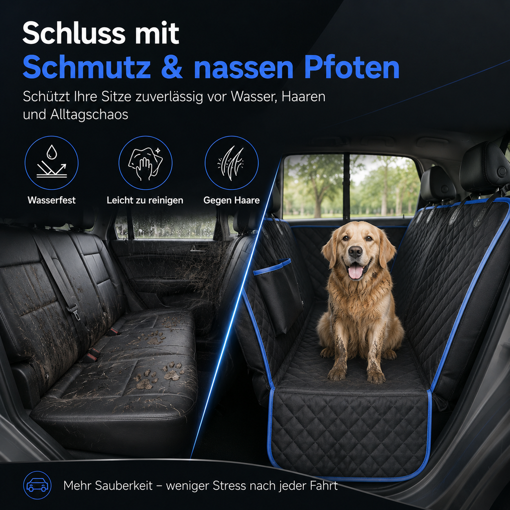 Premium Autoschondecke für Hunde – Rücksitzschutz gegen Schmutz & Tierhaare