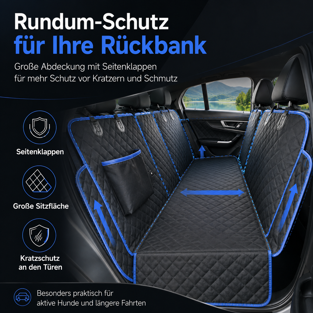 Premium Autoschondecke für Hunde – Rücksitzschutz gegen Schmutz & Tierhaare