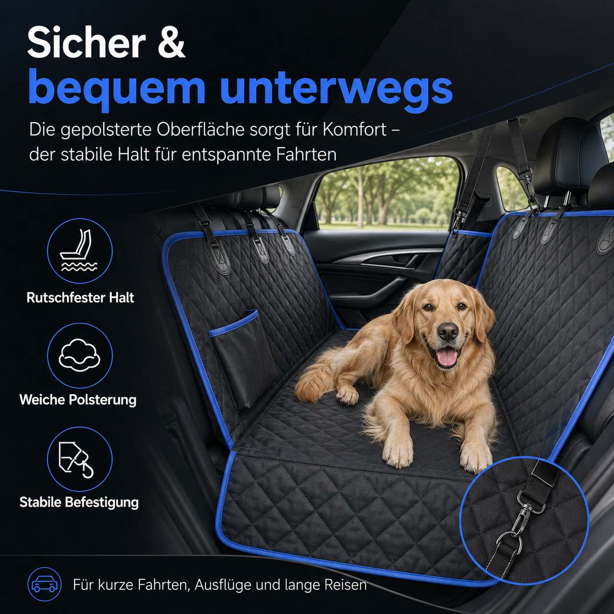 Premium Autoschondecke für Hunde – Rücksitzschutz gegen Schmutz & Tierhaare