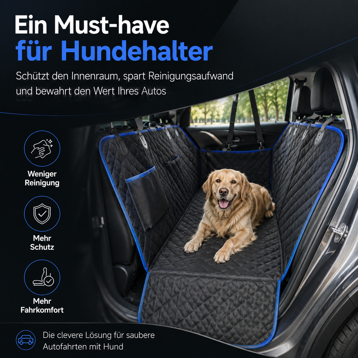 Premium Autoschondecke für Hunde – Rücksitzschutz gegen Schmutz & Tierhaare