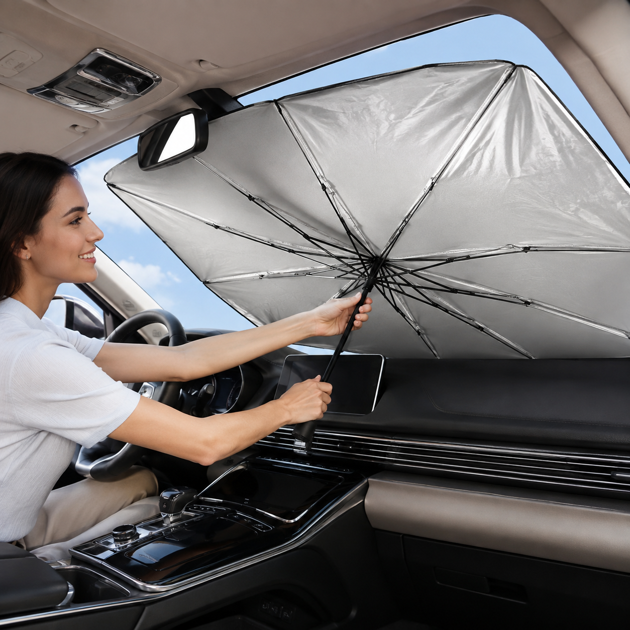 Faltbarer Auto-Sonnenschutzschirm für die Windschutzscheibe