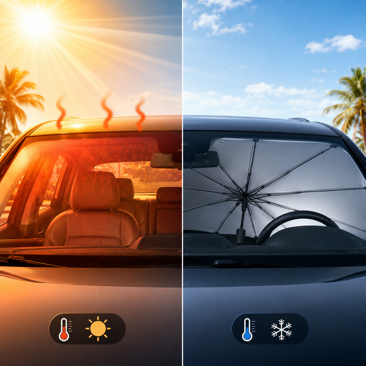 Faltbarer Auto-Sonnenschutzschirm für die Windschutzscheibe