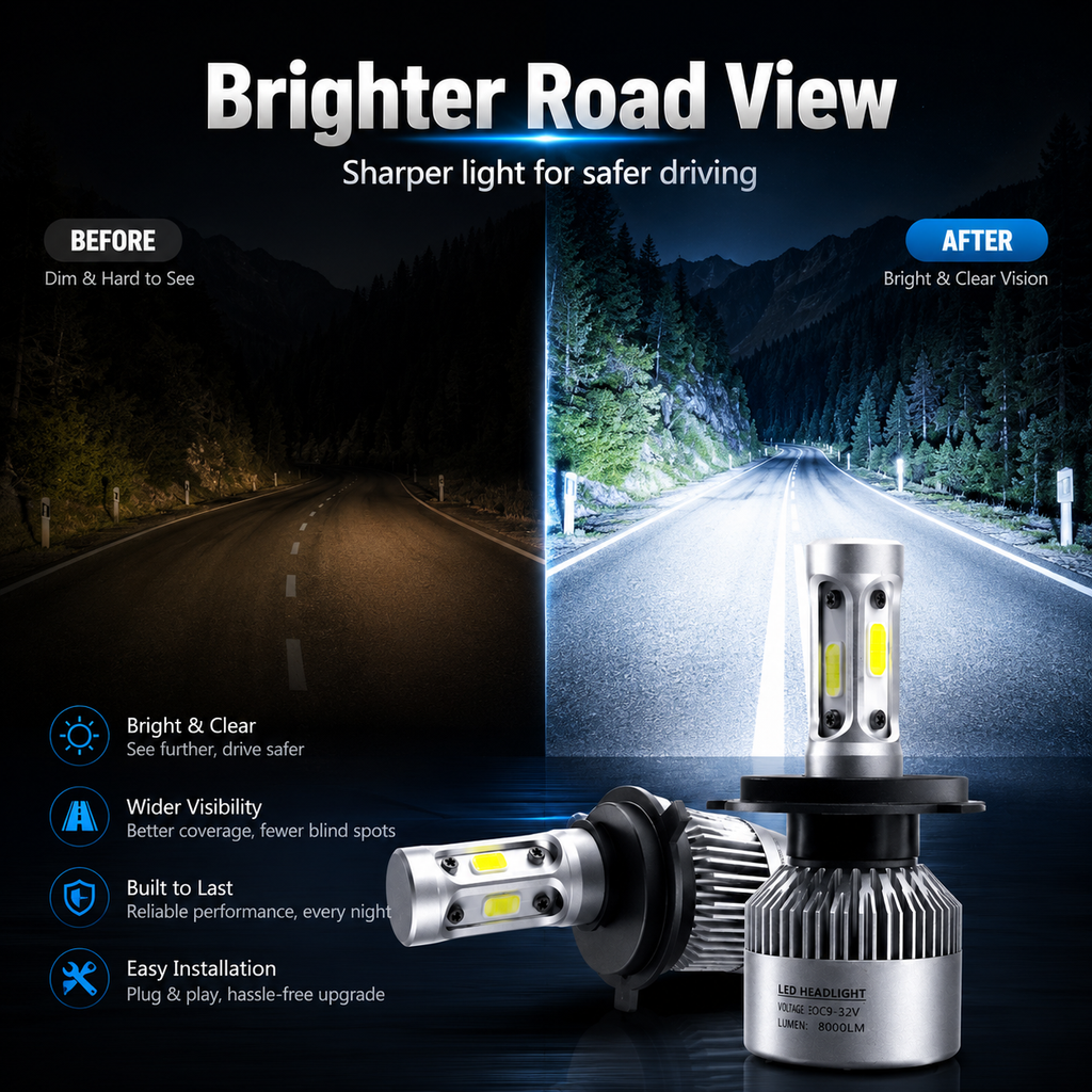 S2 LED-Scheinwerferlampen fürs Auto – H1, H3, H4, H7, H8/H9/H11 und weitere