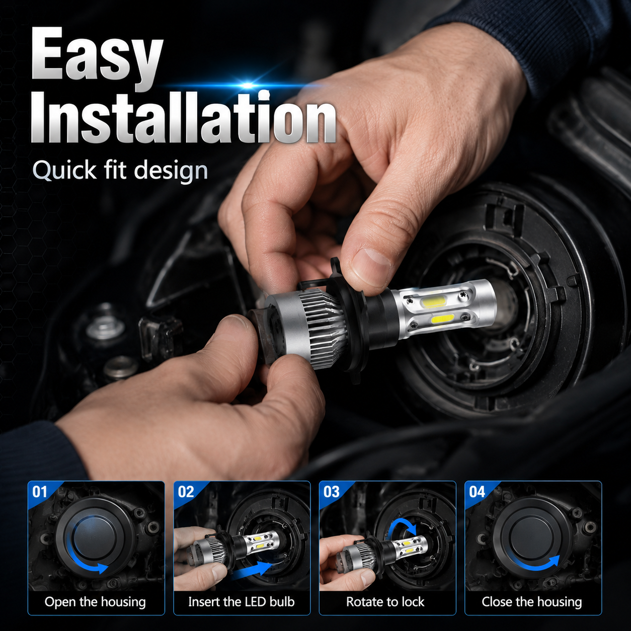 S2 LED-Scheinwerferlampen fürs Auto – H1, H3, H4, H7, H8/H9/H11 und weitere
